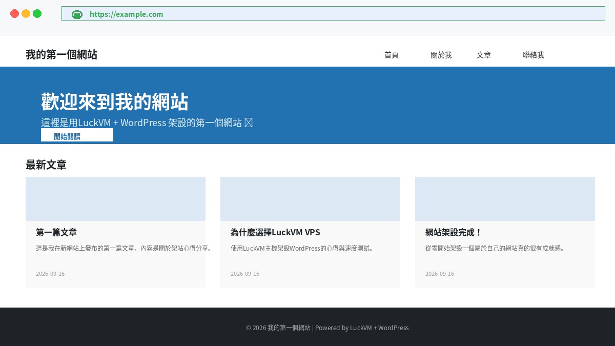 架站完成的WordPress網站首頁